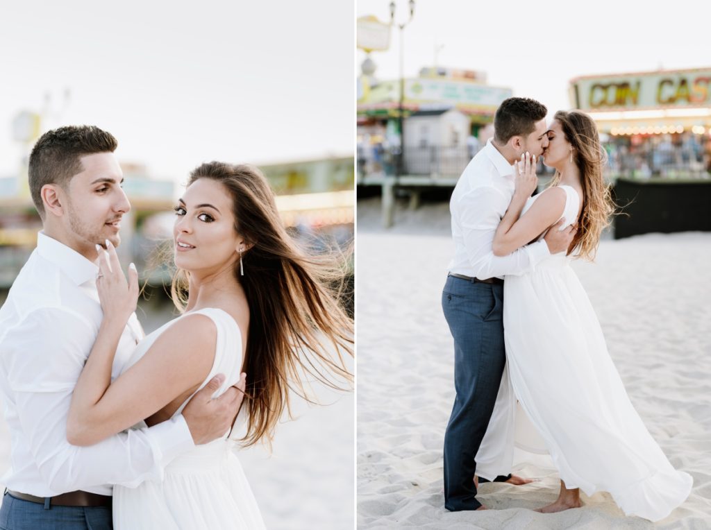 Seaside Heights Boardwalk Summer Ocean County Beach Engagement Session July Love Save the Dates Games Rides