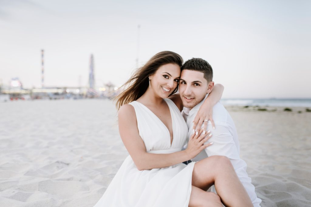 Seaside Heights Boardwalk Summer Ocean County Beach Engagement Session July Love Save the Dates Casino Pier