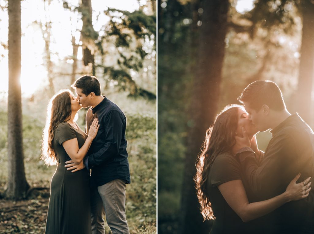 sun set kiss dramatic trees deserted village of feltville watchung reservation mountainsidenj newprovidencenj autumn fall​engagement session rustic​ ​wedding​ ​ ​​