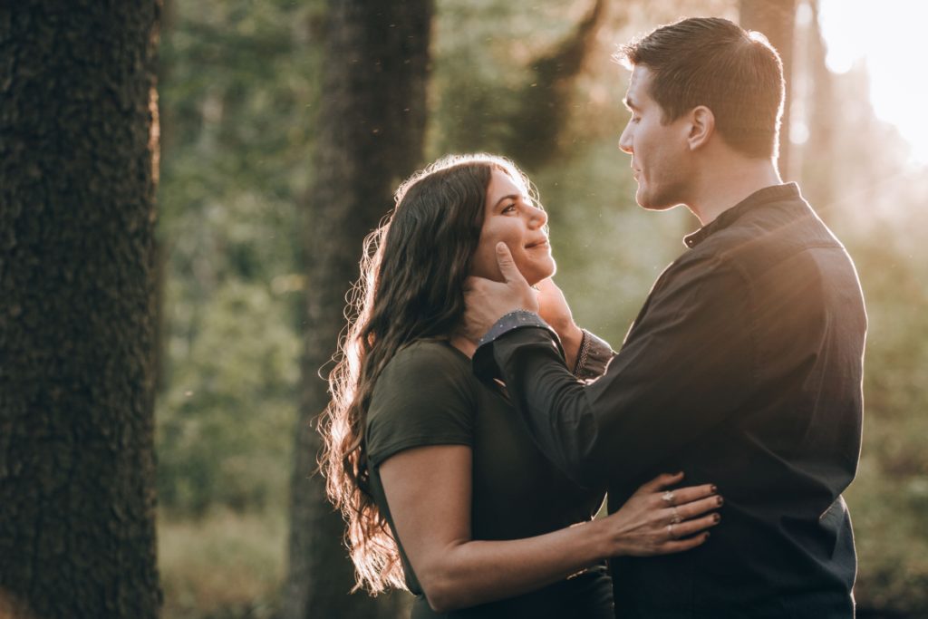 sunset couple in love trees deserted village of feltville watchung reservation mountainsidenj newprovidencenj autumn fall​engagement session rustic​ ​wedding​ ​ ​​