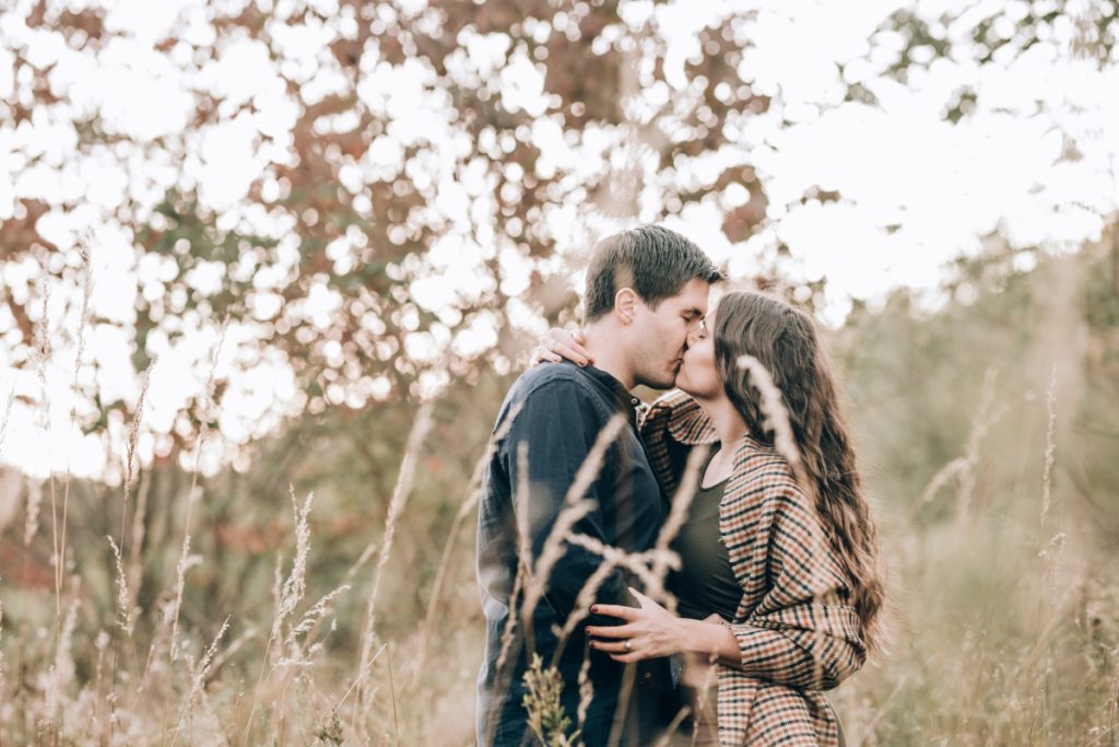 kissing field meadow trees deserted village of feltville watchung reservation mountainsidenj newprovidencenj autumn fall​engagement session rustic​ ​wedding​ ​ ​​