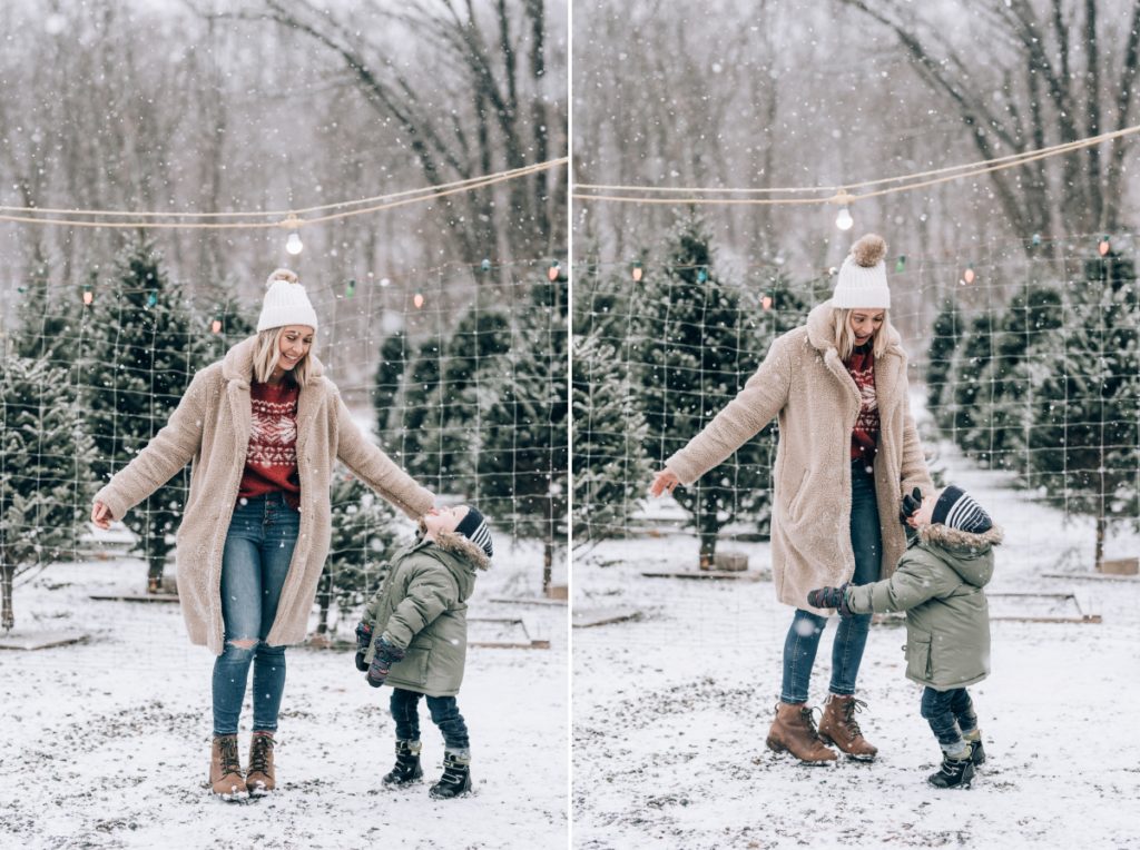 tree farm dancing candid holiday lights motherhood nj blogger ny blogger how-to lifestyle glenburn estate snow snowfall winter vibes snowflakes cozy winter wintry holiday christmas east coast photographers ​ love story new jersey montclair bloomfield bloomfieldlocal pinterest vintage 