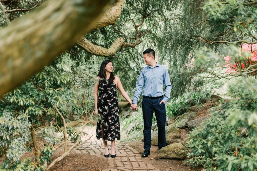 deep cut gardens middletown nj south jersey engagement session spring cherry blossoms