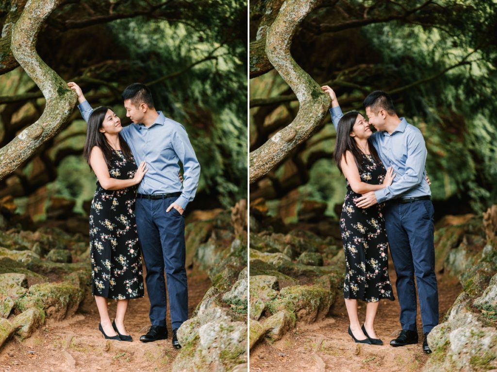 deep cut gardens middletown nj south jersey engagement session spring cherry blossoms