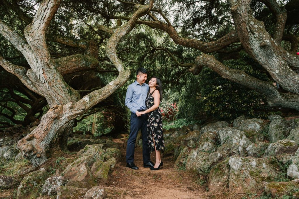 deep cut gardens middletown nj south jersey engagement session spring cherry blossoms