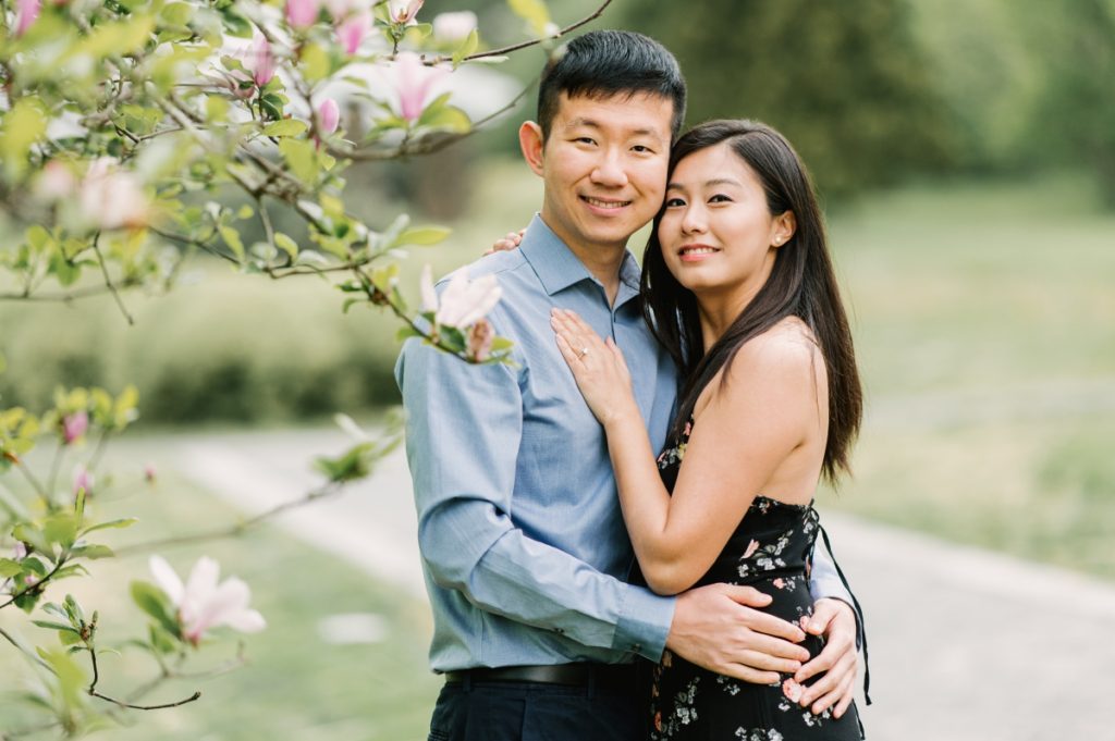 deep cut gardens middletown nj south jersey engagement session spring cherry blossoms