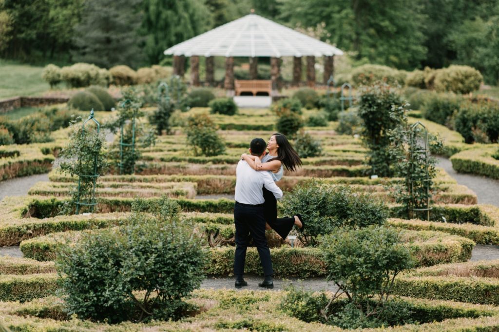 deep cut gardens middletown nj south jersey engagement session spring cherry blossoms