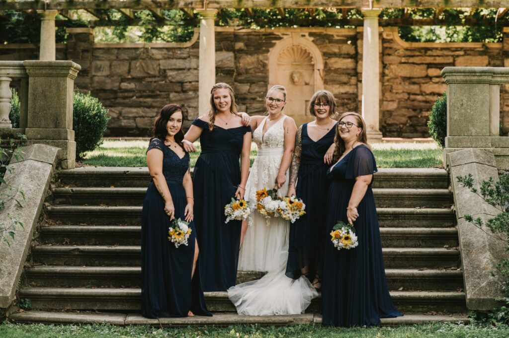 labor day weekend September wedding curtis artboretum wyncote pa Pennsylvania wedding la bella donna bridal bridal party davids bridal