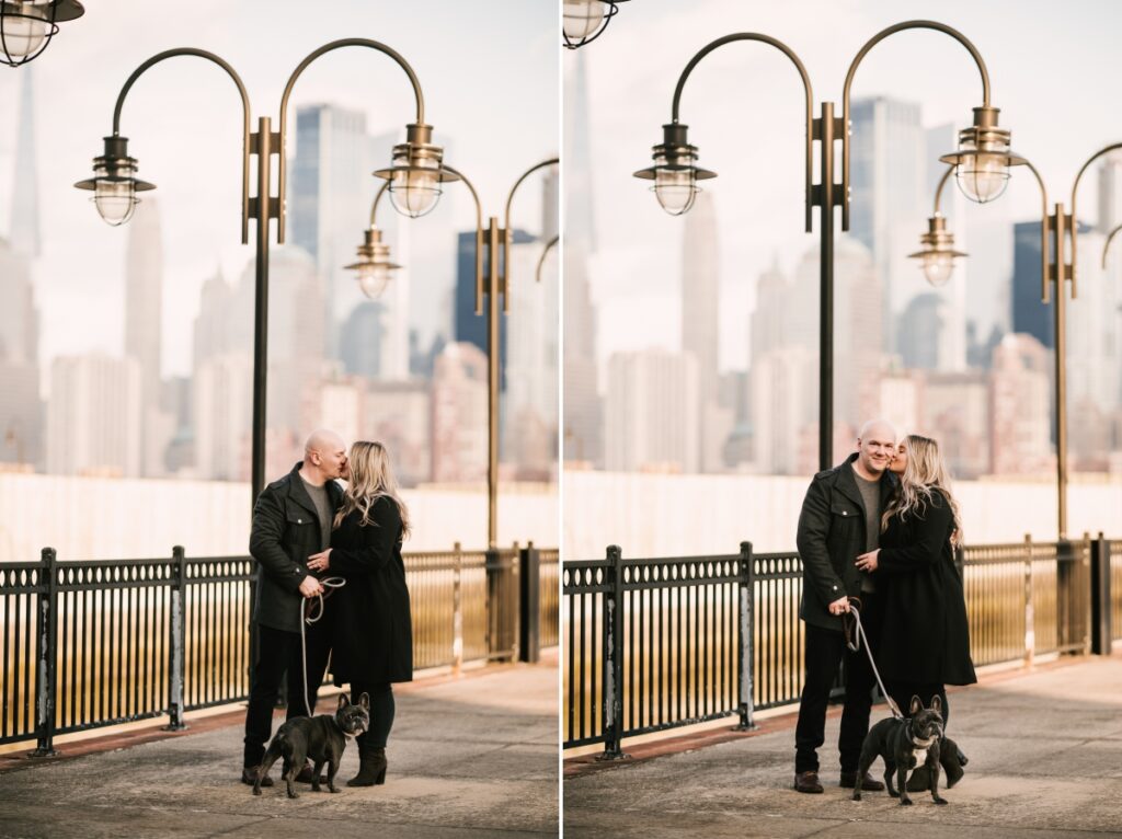 liberty state park January winter engagement session jersey city nj nyc skyline