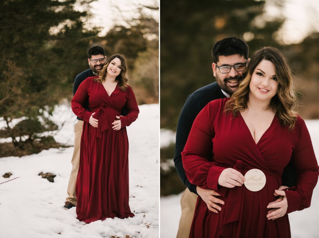 laurelwood arboretum maternity session winter wayne new jersey