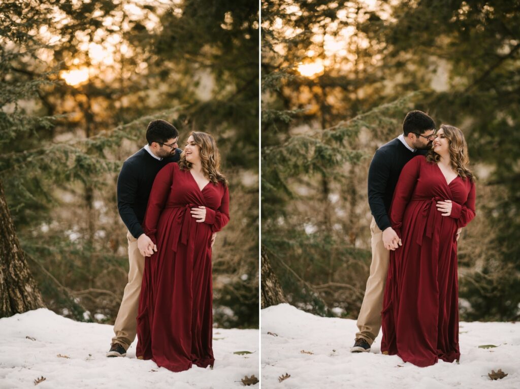 laurelwood arboretum maternity session winter wayne new jersey