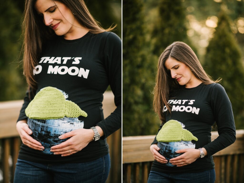 star wars maternity session maywood new jersey mom and dad to be love baby bump expecting parents baby yoda the child mandalorian