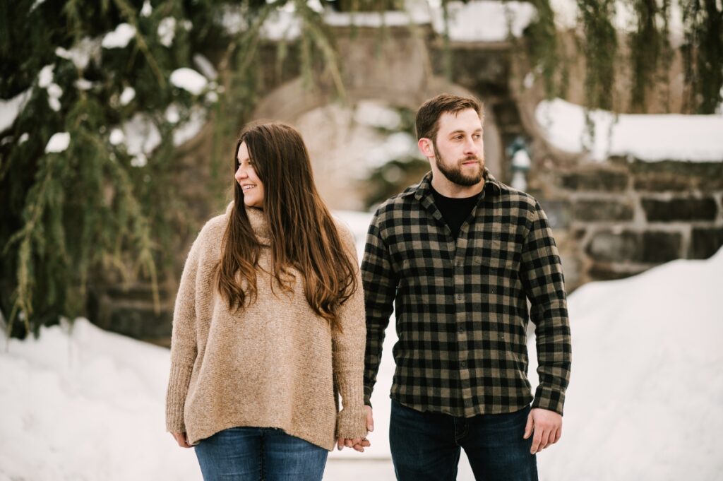skylands manor, snow, engagement session, winter, february, ringwood manor, state park