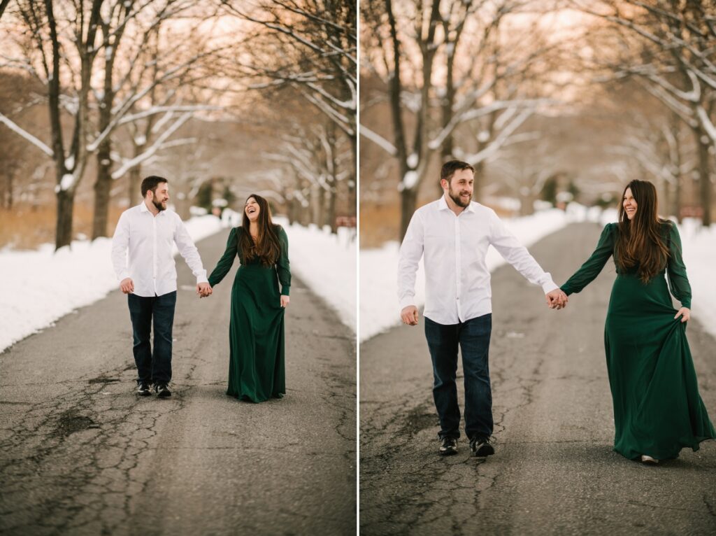 skylands manor snow engagement session winter february ringwood manor state park