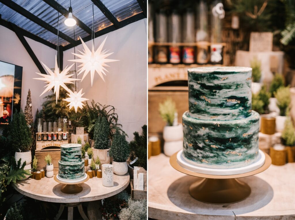 Intimate December Ceremony in Boutique Plant Shop BESPOKE home + life Collingswood New Jersey same sex wedding LGBTQIA vegan cake