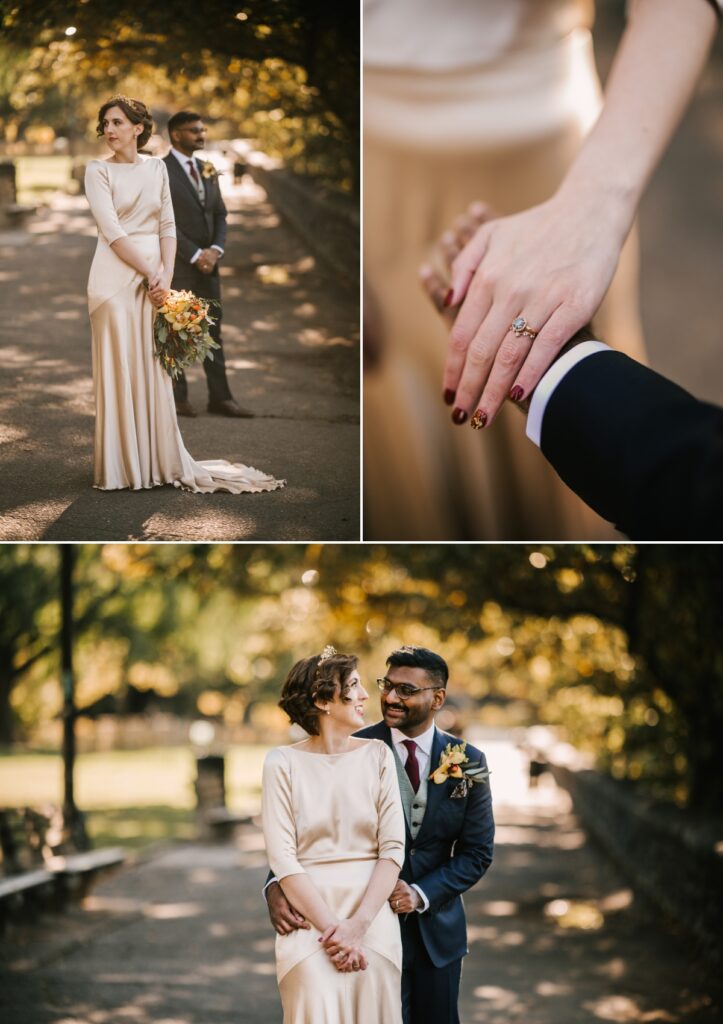 Intimate November Ceremony at Fort Tryon Park in New York The Met Cloisters Rebecca Schoneveld Autumn Fall 