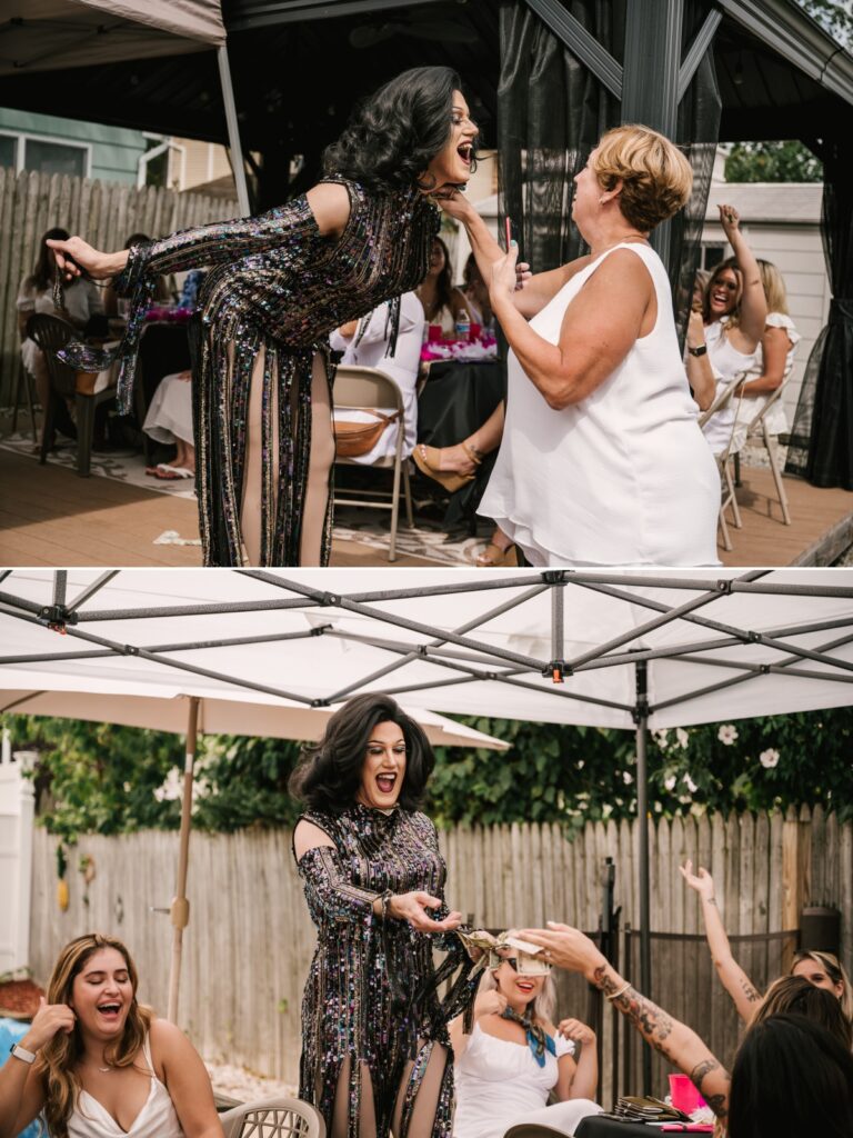 Bridal Shower Drag Show. Brick Township New Jersey. Late August Summer Shower with perfromance by the The Lady E.