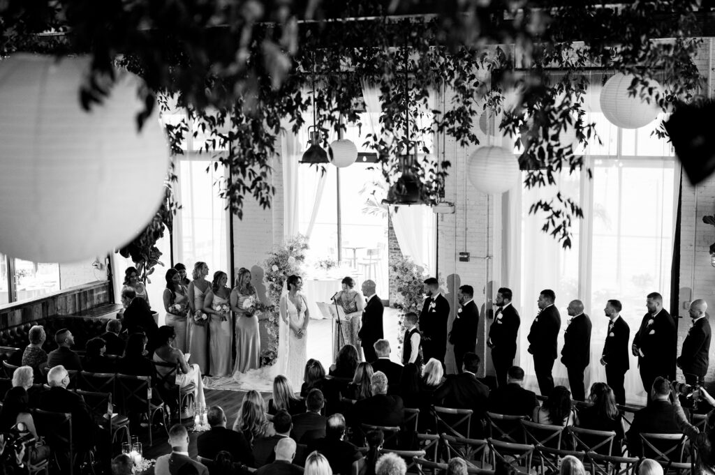 An overlook of the wedding ceremony at Battello.