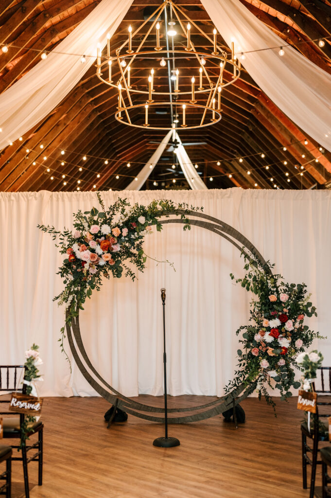 The ceremony space at The Barn at Perona Farms.