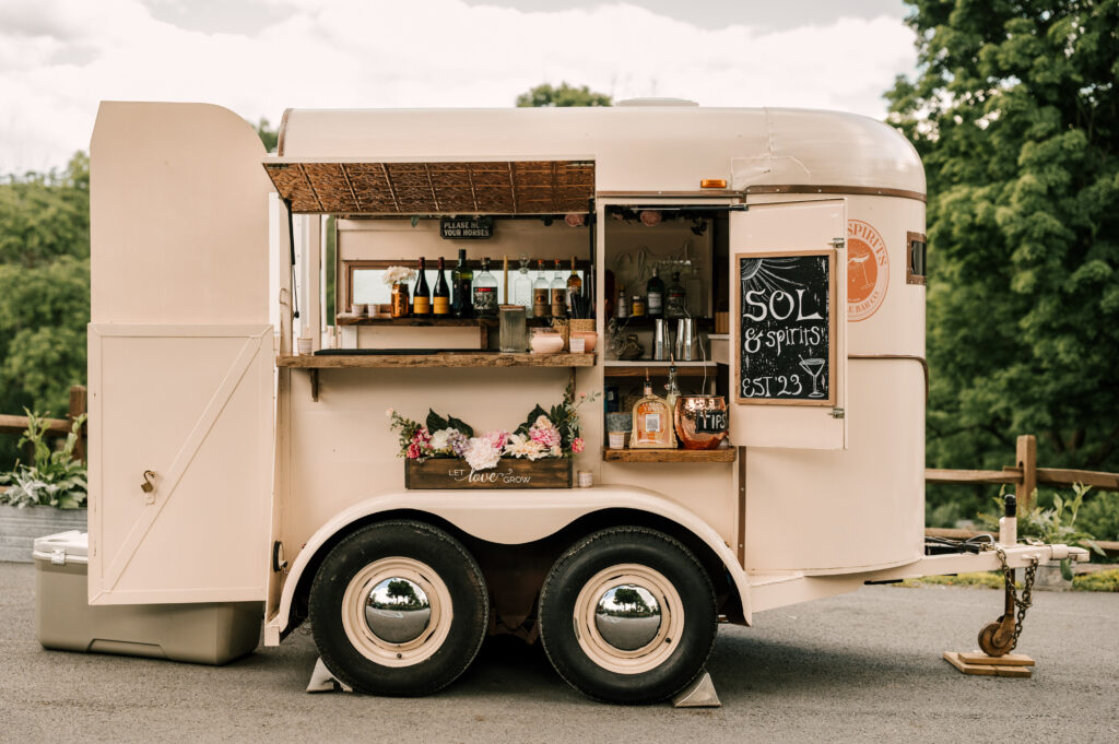 A mobile bar for the reception, Sol & Spirits.