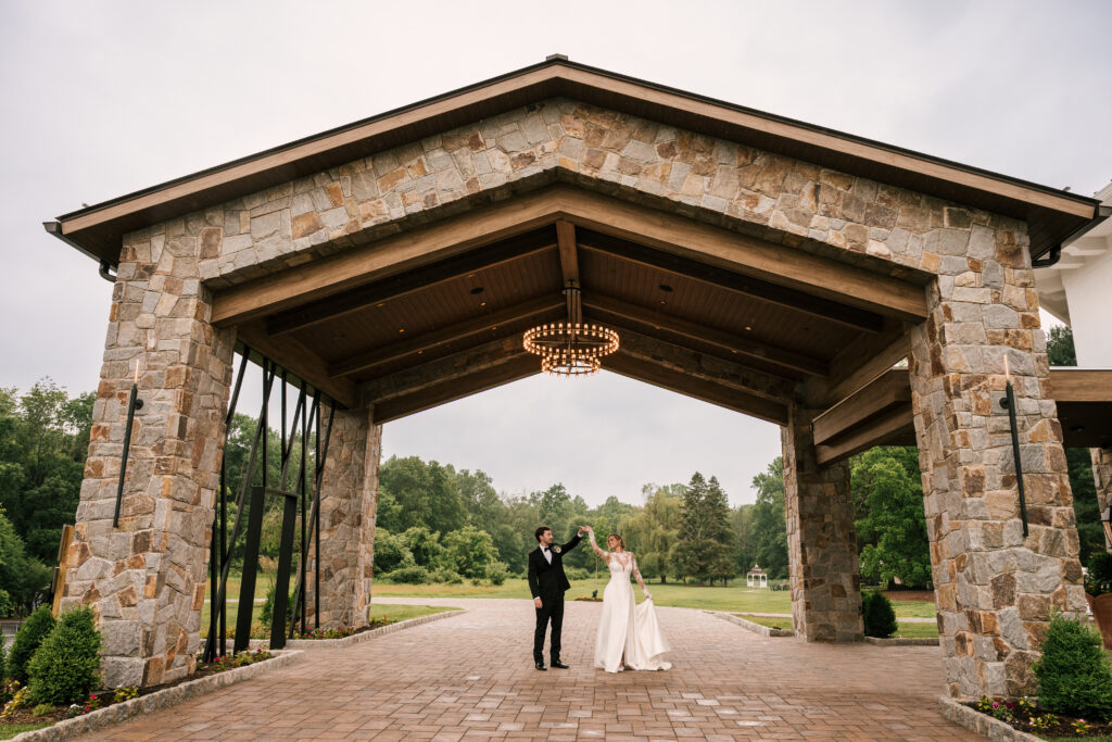Perona Farms Reserve new carport, bride and groom twirl
