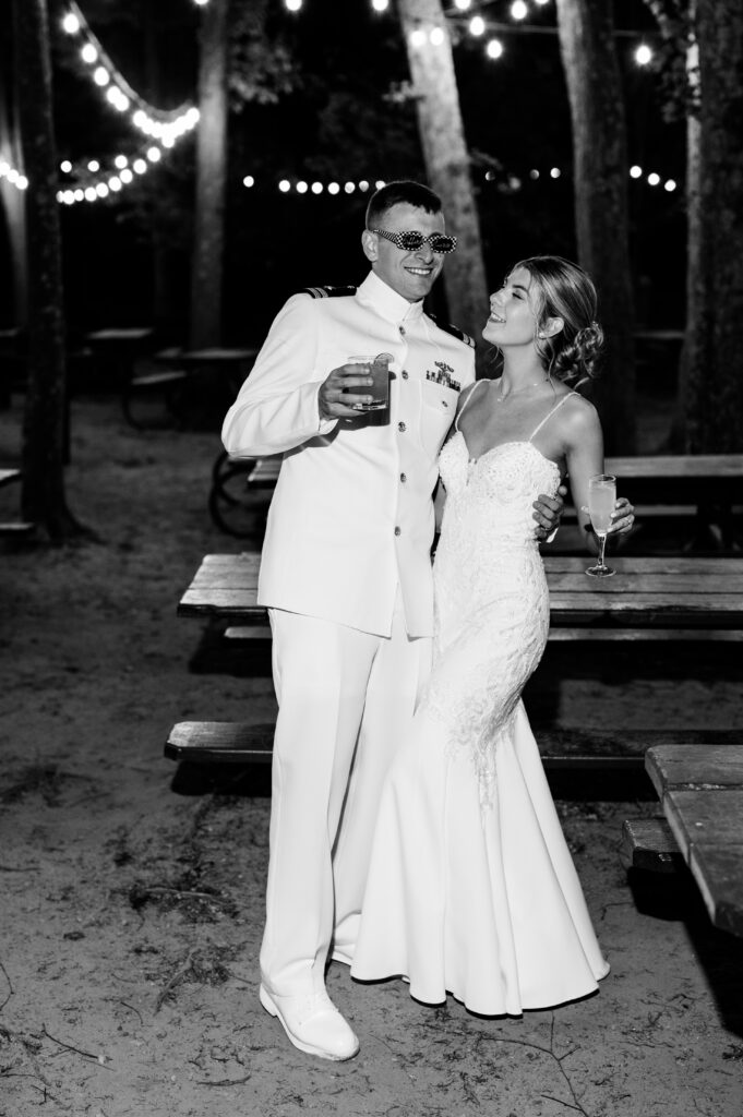 black and white couple with their drinks at indian trail club