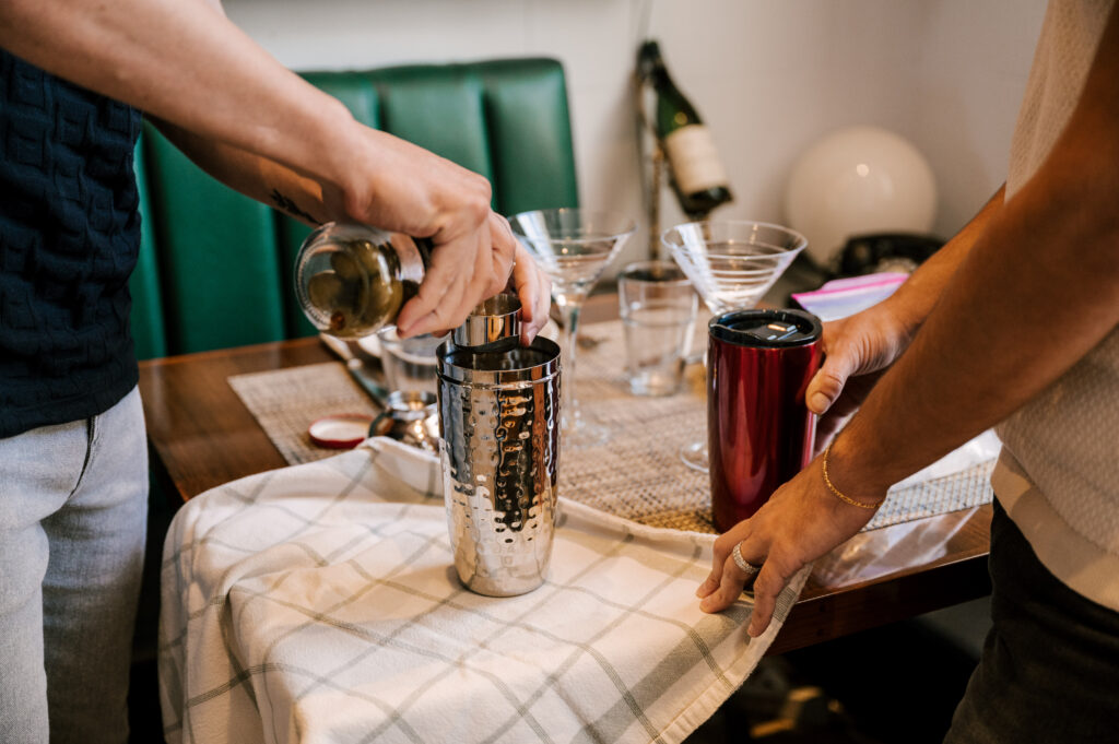 close up of cocktail making during engagement session at jockey hollow bar & kitchen in new jersey