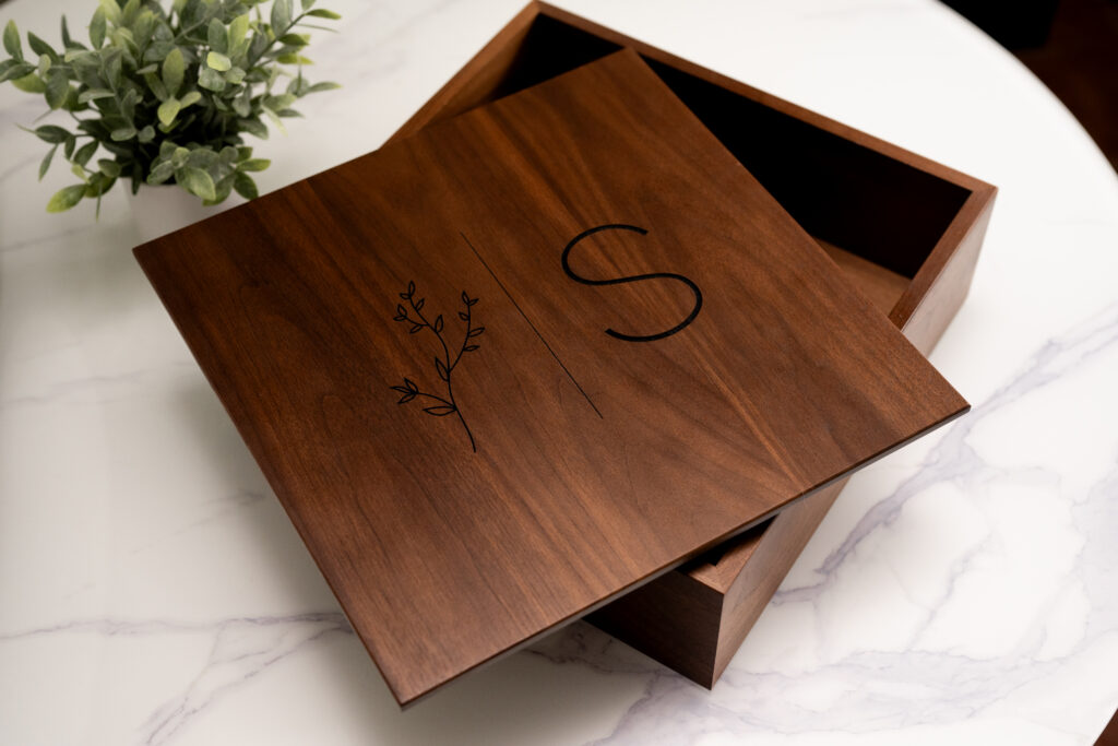 wooden keepsake box for wedding album