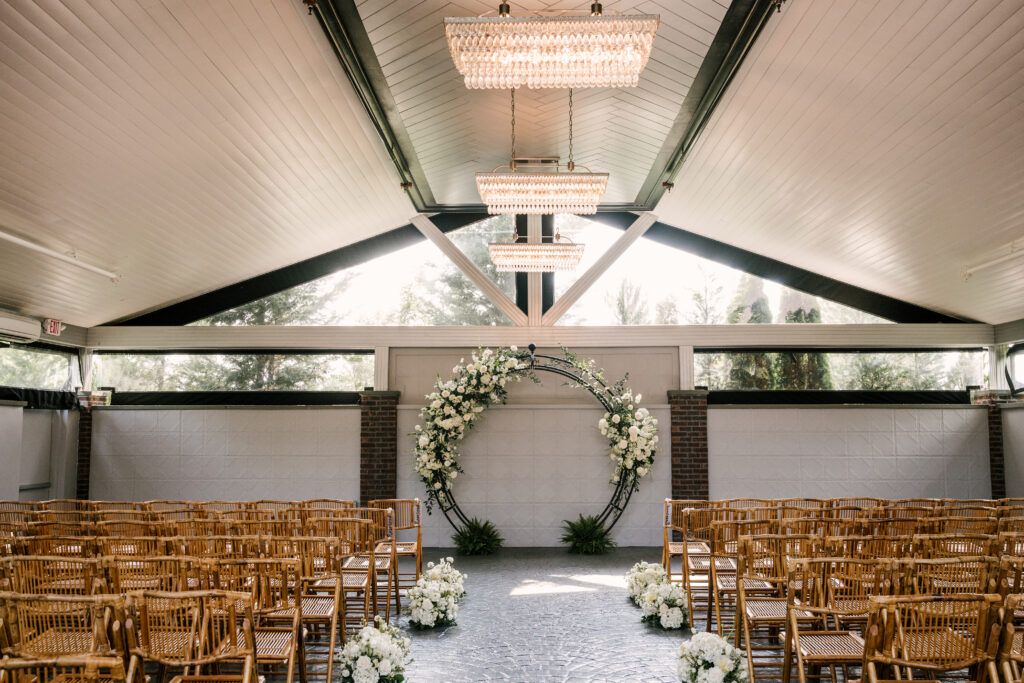 detail shot of ceremony space before guests arrived at park loft in nj